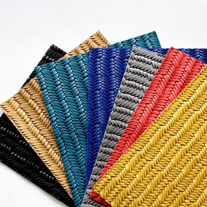 Fishtail Intrecciato vera pelle, 2022 Fall Colors Foglio di pelle SAMPLE PACK, Goffrato Pezzo di pelle bovina, Fornitore all&#39;ingrosso di pelle USA