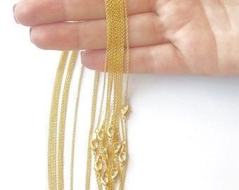 10 pcs Dainty Gold Necklace Chain for Jewelry Making - 18" 230S Small Link Gold Plated Brass Chain, Wholesale Jewelry Chain Supplies