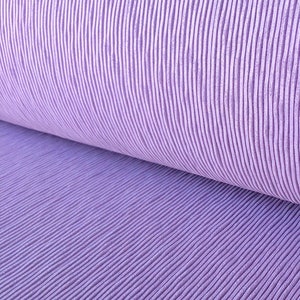 May include: Close-up of a roll of lilac-colored fabric with a ribbed texture.