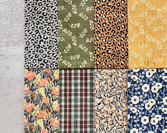 Fall Winter 2024 Leather Backed Cork Sheets for Earrings, Rust Gray Leopard, Olive Mustard Foliage, Autumn Plaid, Cork on Cowhide Wholesale