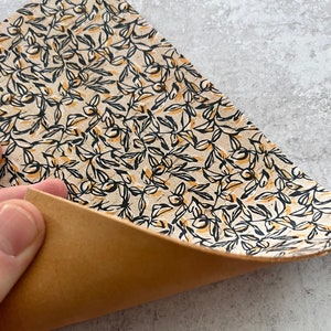 Fall Neutral Floral Print Leather Backed Cork Sheet, Wholesale Cork Leather for Earrings, Beige Black Winter Flowers, 2024 Printed Cork