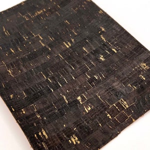 Black with Metallic Gold Flakes Cork Sheet for Earrings - Wholesale Cork Fabric Material for Crafts, Purses & Projects - Thin Cork Sheet