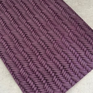 Grape Purple Braid 6x8 Genuine Leather Sheet for Earrings - Fishtail Braid Embossed Leather - Trendy Fashion Italian Cowhide
