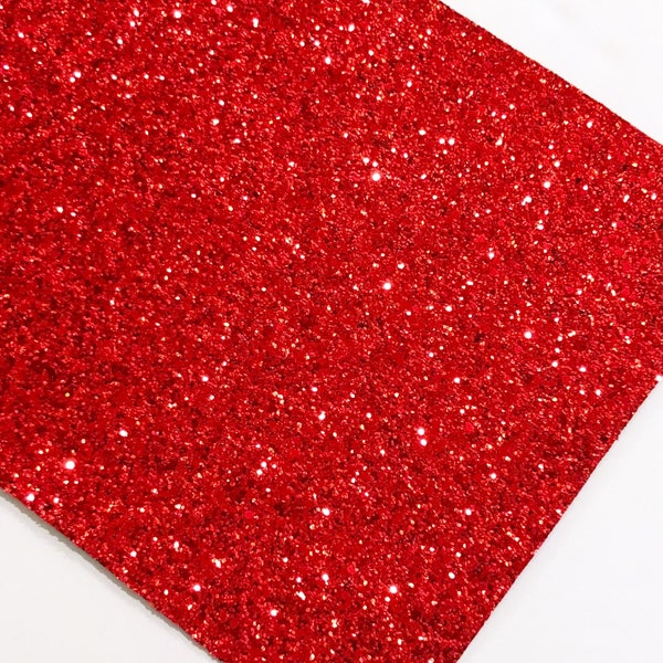 RUBY RED Chunky Glitter Canvas Sheet, 8x11, A4 Sheets, Glitter Faux Leather Sheets, DIY Hair Bow Making Supplies, Glitter Fabric material