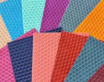 Leather Sheet for Earrings, Fall Colors Beehive Embossed Leather, Honeycomb Leather, Wholesale Leather, USA Supplier, DIY Earrings