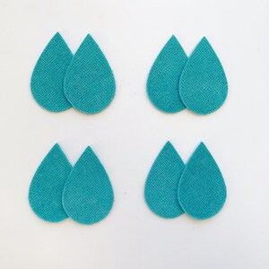 TURQUOISE Genuine Saffiano Embossed Leather Teardrop Earring Supplies, Teardrop Shapes, DIY Earring Making, Wholesale Leather Teardrops