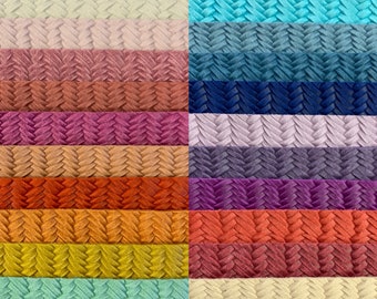 Leather BRAIDED Fishtail Embossed Genuine Italian Leather, Summer Colors, Pink Purple Red White Blue Green Turquoise Aqua Rose Teal Peach
