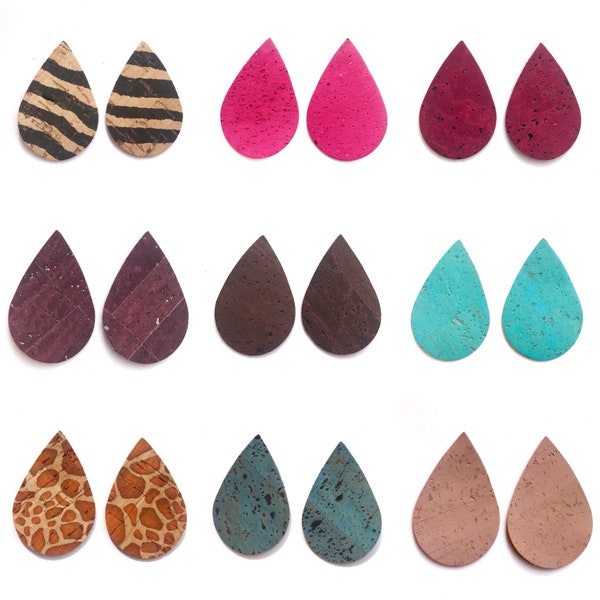 Cork Teardrops for Earrings, Color Earring Jewelry Supplies, Animal Teardrops for Earrings, Cork Fabric Tear Drop, Jewelry Supplies Findings