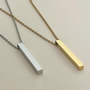 Vertical Bar Necklace Blanks for Laser Engraving, Gold Silver 3D Bar Necklace, Stainless Steel Mirror Finish, Hand-Stamping Laser Engrave