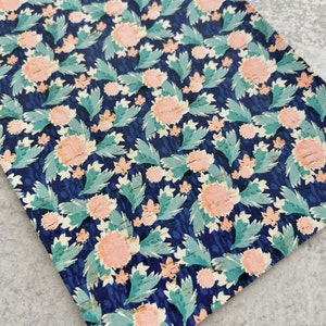 Rose Pink & Navy Summer Floral Leather Backed Cork Sheet, Cork on Cowhide Leather Sheet for Earrings, Summer 2022