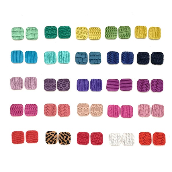 New! Wholesale Tiny Square DIY Earring Blanks, 2022 Leather Earring Pendants, Die Cut Shapes - Pink Purple Red Green Blue Earring Blanks