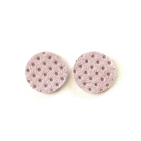 NEW! TINY CIRCLE Earring Blanks Rose Pink Tiny Circle Dot Embossed Leather Earring Pendants, Diy Earrings, Wholesale Embossed Teardrops .75"