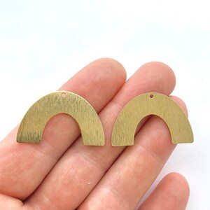 NEW! BRUSHED Brass Rainbow One Hole Connector Pendants, DIY Earring Pieces, Wholesale Brass Gold Connectors, Earring Shapes Supplies