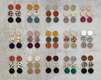 New! Triple Layered Tiny Circle Die Cut Earring Blanks Shapes, Animal Print, Floral, Fall Autumn Colors, .75" Teardrop Pendants, Wholesale