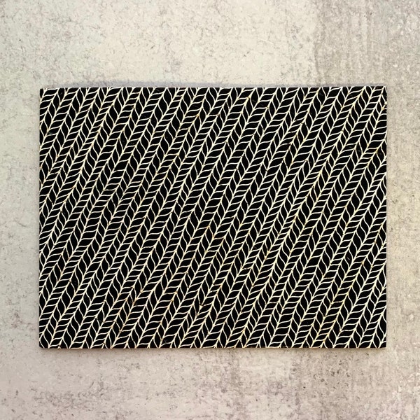 New! Black White Braid Print CORK LEATHER 6x8" size, Geometric Print Cork backed with leather, DIY Cork Leather Sheet for earrings, Trendy