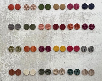 Tiny Circle Leather Cut Outs Blanks, Fall Autumn Earth Tone Colors .75" DIY Earring Blanks Sample Pack, Wholesale Jewelry Pendants, Small