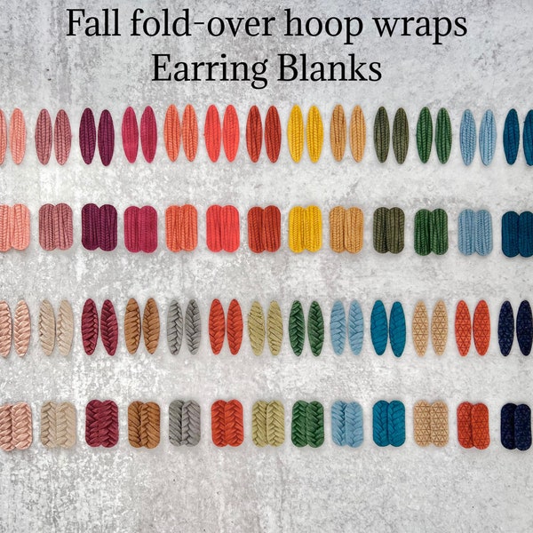 Fall Colors Leather Hoop Wrap Connector Earring Blanks for DIY Earrings, Leather Oblong Rectangle Fold Over Blanks, Precut Cuff Shapes 2023