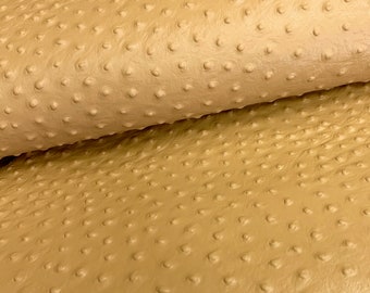 New! CAMEL BROWN Ostrich Print Genuine Leather 12x12" Sheet for Earrings, Embossed Leather, Ostrich Print Cowhide, Light Brown Leather