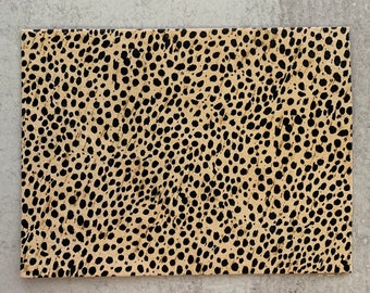 Gepard Print Leder unterstützt Kork Blatt • Großhandel Kork auf Leder • Animal Print Ohrring Printed Kork Leder
