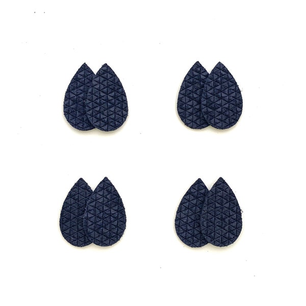 Tiny Small NAVY BLUE Triangle Leather Teardrop Shapes, Die Cut Out Leather Tear Drop Pieces for DIY Earrings, Wholesale supplier