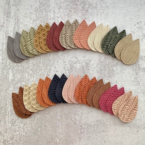 Autumn Fall DIY Leather Earring Blanks, Earth Tone Color Leather Cut Outs Teardrops Sample Pack, Die Cut Earring Pendants, Wholesale 2025