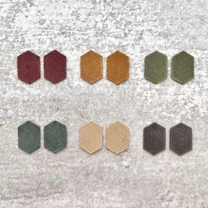 Fall 2023 Muted Colors TINY HEXAGON Leather Earring Blanks Precuts, Neutral Earth Tone Autumn Colors, Bulk Earring Shapes, Brown Green Gray