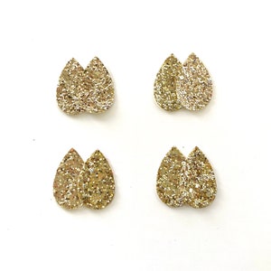 Tiny Small Gold Chunky Glitter FAUX LEATHER Teardrops, Die Cut Earring Shapes for DIY Earrings, Spring Summer Floral Pattern, Wholesale