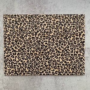 New Leopard Print CORK LEATHER 6x8 size, Animal Print Cork backed with thin leather, DIY Leather Earring Material Supplies, Usa supplier image 1