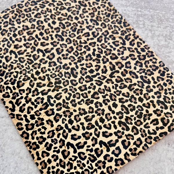 Leopard Print Leather Backed Cork Sheet for Earrings, Trendy Cheetah Animal Print 2022, Earring Making Supply