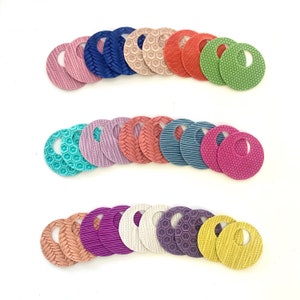 NEW! Leather Circle Cut-Out Earring Blanks SAMPLE PACK, Spring Summer Colors, Diy Earring Pendants, Wholesale Blanks, Embossed Teardrops