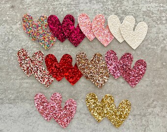 New! Heart Shape Glitter Canvas Faux Leather DIY Earring Blanks Teardrop, Valentines Day Earrings Wholesale Pre Cut Shapes Pink Red White