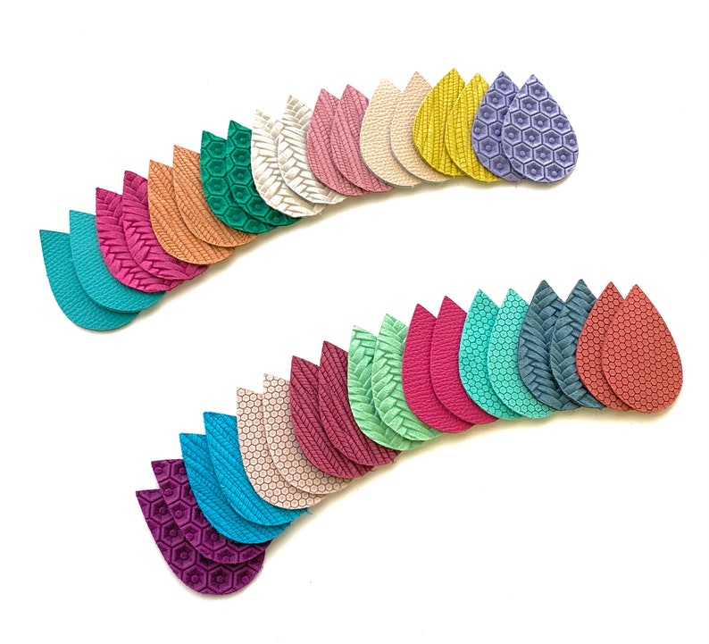 New Summer Colors Leather Teardrop Sample Pack, Pre Die Cut Earring Blanks for DIY Earrings, Tear Drop Shapes Wholesale Trendy Blanks 2021 画像 3