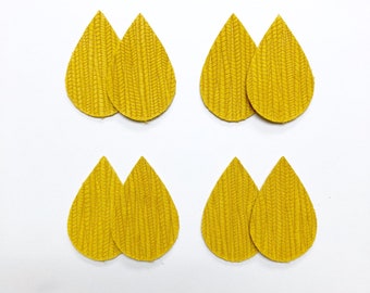 MUSTARD YELLOW Palm Leaf Leather Teardrop Pre Cuts Earring Supplies, Teardrop Shapes, Wholesale DIY Earring Blanks, Fall Yellow Color 2023