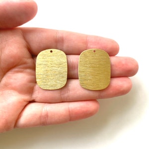 NEW! Brushed Rounded Rectangle Brass Pendants, DIY Earring Pieces, Wholesale Brass Gold Connectors, Earring Blanks, Supplies for Earrings