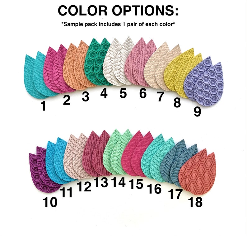 New Summer Colors Leather Teardrop Sample Pack, Pre Die Cut Earring Blanks for DIY Earrings, Tear Drop Shapes Wholesale Trendy Blanks 2021 画像 2