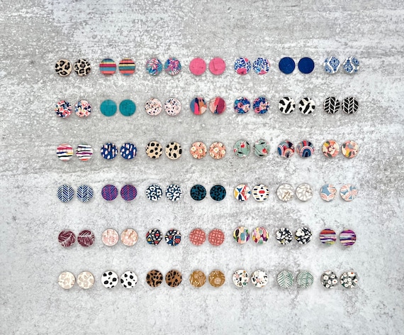 Colorful Prints TINY CIRCLE Leather Backed Cork Earring Blanks, .75" DIY Wholesale Earring Pendant Discs Circles, Leopard, Floral, Abstract