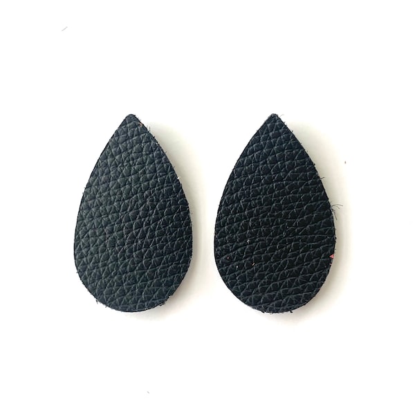 New! Black TINY Small Teardrop Luxe Leather Genuine Shapes, Die Cut Out Leather Tear Drop Pieces for DIY Earrings, Wholesale supplier