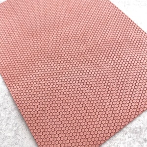 Salmon Pink Genuine Leather Sheet for Earrings - Honeycomb Embossed Leather - Trendy Fashion Italian Leather - Cowhide Fabric-Genuine