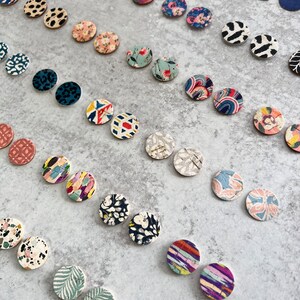 Colorful Prints TINY CIRCLE Leather Backed Cork Earring Blanks, .75" DIY Wholesale Earring Pendant Discs Circles, Leopard, Floral, Abstract image 6