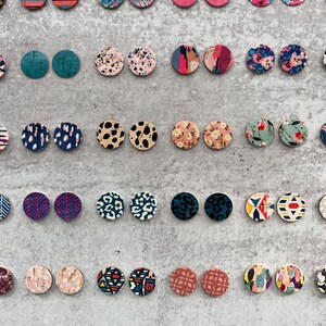 Colorful Prints TINY CIRCLE Leather Backed Cork Earring Blanks, .75" DIY Wholesale Earring Pendant Discs Circles, Leopard, Floral, Abstract image 4
