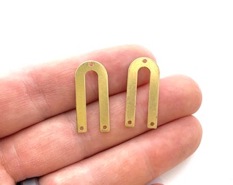 Nouveau! Pendentifs raw brass tall & skinny arch connecteur, pièces d’oreilles diy, 3 trous en gros en laiton connecteur en laiton Arcs-en-ciel, boucles d’oreilles vierges