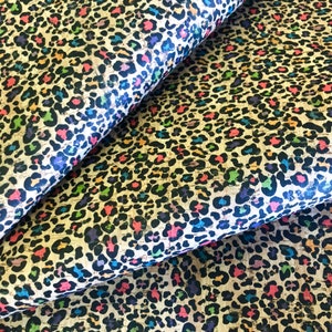 RAINBOW LEOPARD Cork fabric 12x12&quot; sheet for diy Jewelry, Earrings, Hair Bows, Crafts, Shoes, All Natural Cork Fabric Leather Alternative