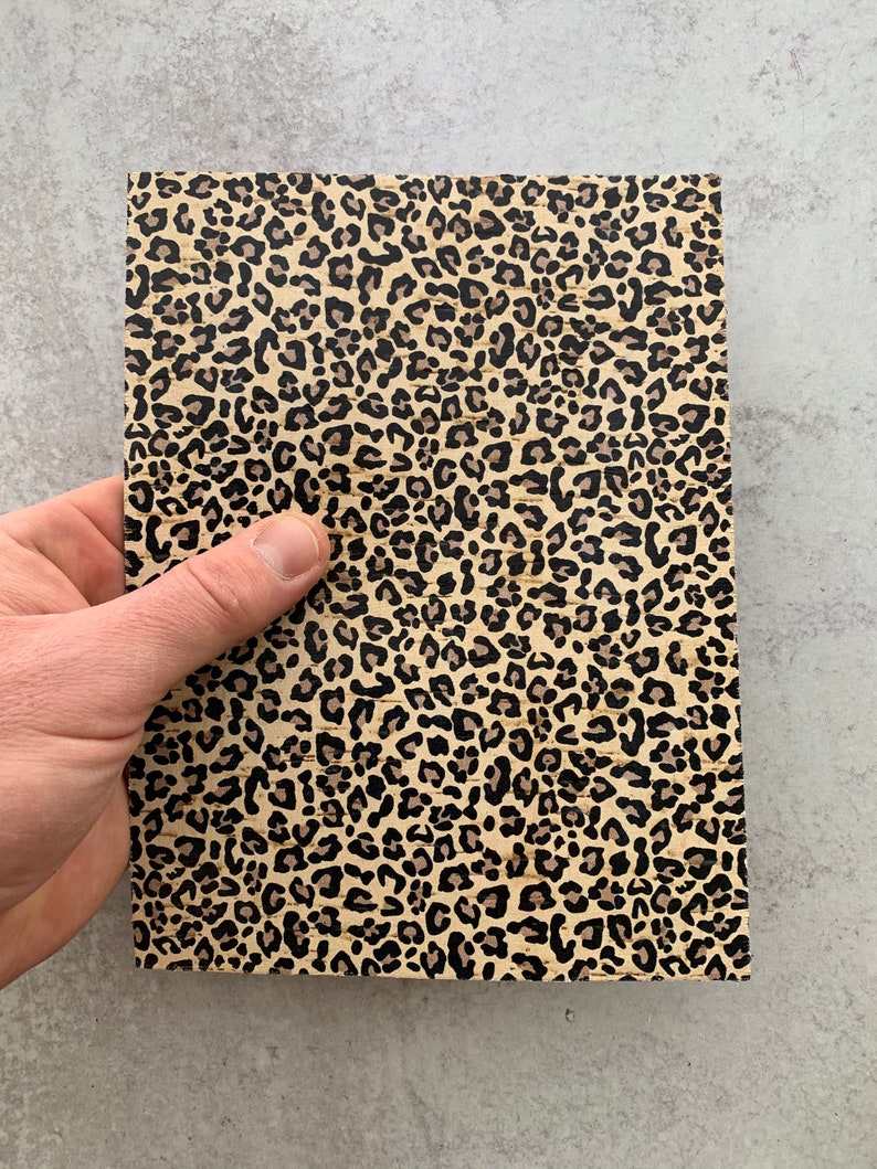 New Leopard Print CORK LEATHER 6x8 size, Animal Print Cork backed with thin leather, DIY Leather Earring Material Supplies, Usa supplier image 2