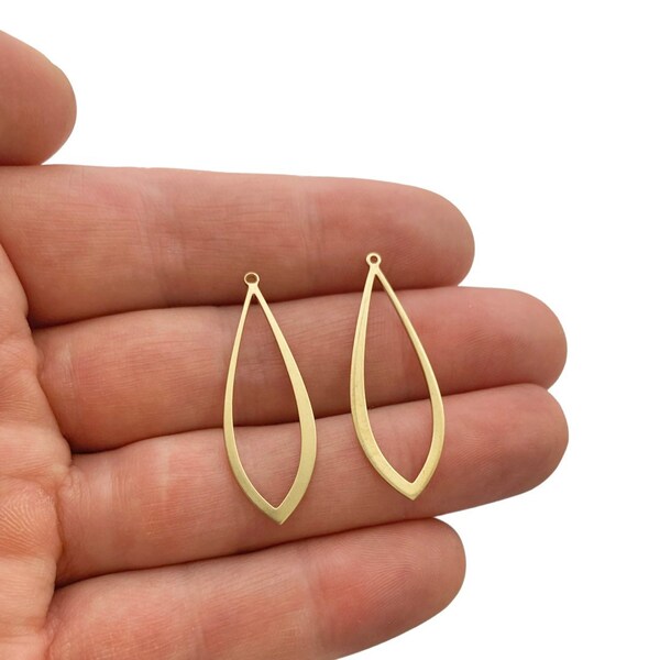 NEW! Elongated Teardrop Cut-out Brass Earring Pendants, DIY Earring Pieces, Wholesale Gold Earring Findings, Supplies for Earring Making