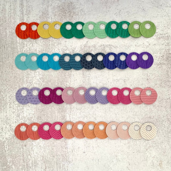 New!  Wholesale Summer Colors DIY Leather Earring Blanks, Circle Cut Outs - Die cut Earring Pendants - Bright Colors Leather - Circle Shapes