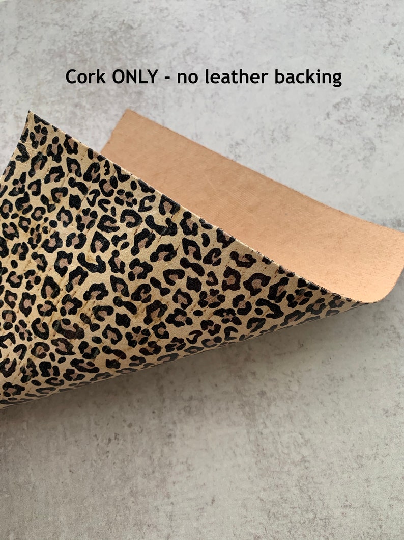 New Leopard Print CORK LEATHER 6x8 size, Animal Print Cork backed with thin leather, DIY Leather Earring Material Supplies, Usa supplier image 6