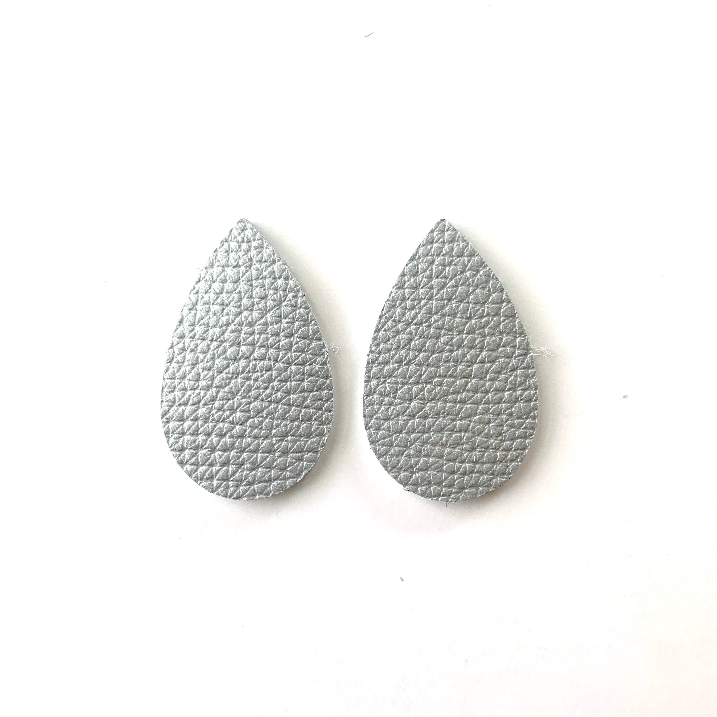New Shimmer Silver TINY Small Teardrop Luxe Leather Genuine Shapes