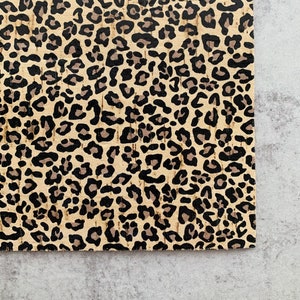 New Leopard Print CORK LEATHER 6x8 size, Animal Print Cork backed with thin leather, DIY Leather Earring Material Supplies, Usa supplier image 5