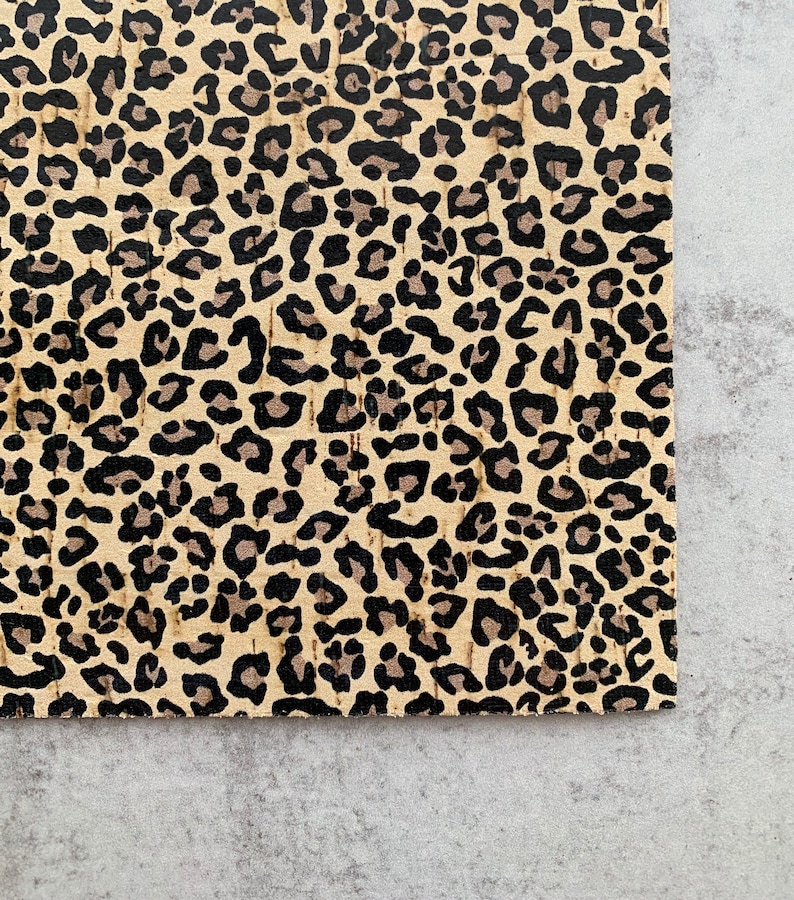 New Leopard Print CORK LEATHER 6x8 size, Animal Print Cork backed with thin leather, DIY Leather Earring Material Supplies, Usa supplier image 5