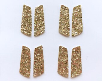 New! GOLD GLITTER Fabric Faux Leather Modern Earring Cutout Teardrop Shapes, DIY Earring Making Parts, Geometric Earrings Supplier